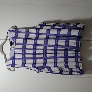Halogen Pleated blue/white top